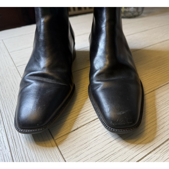 Talbots Women's Black Leather Flat Ankle Boot Shoes W Zip & Buckle 9.5 B Classic - Picture 4 of 10